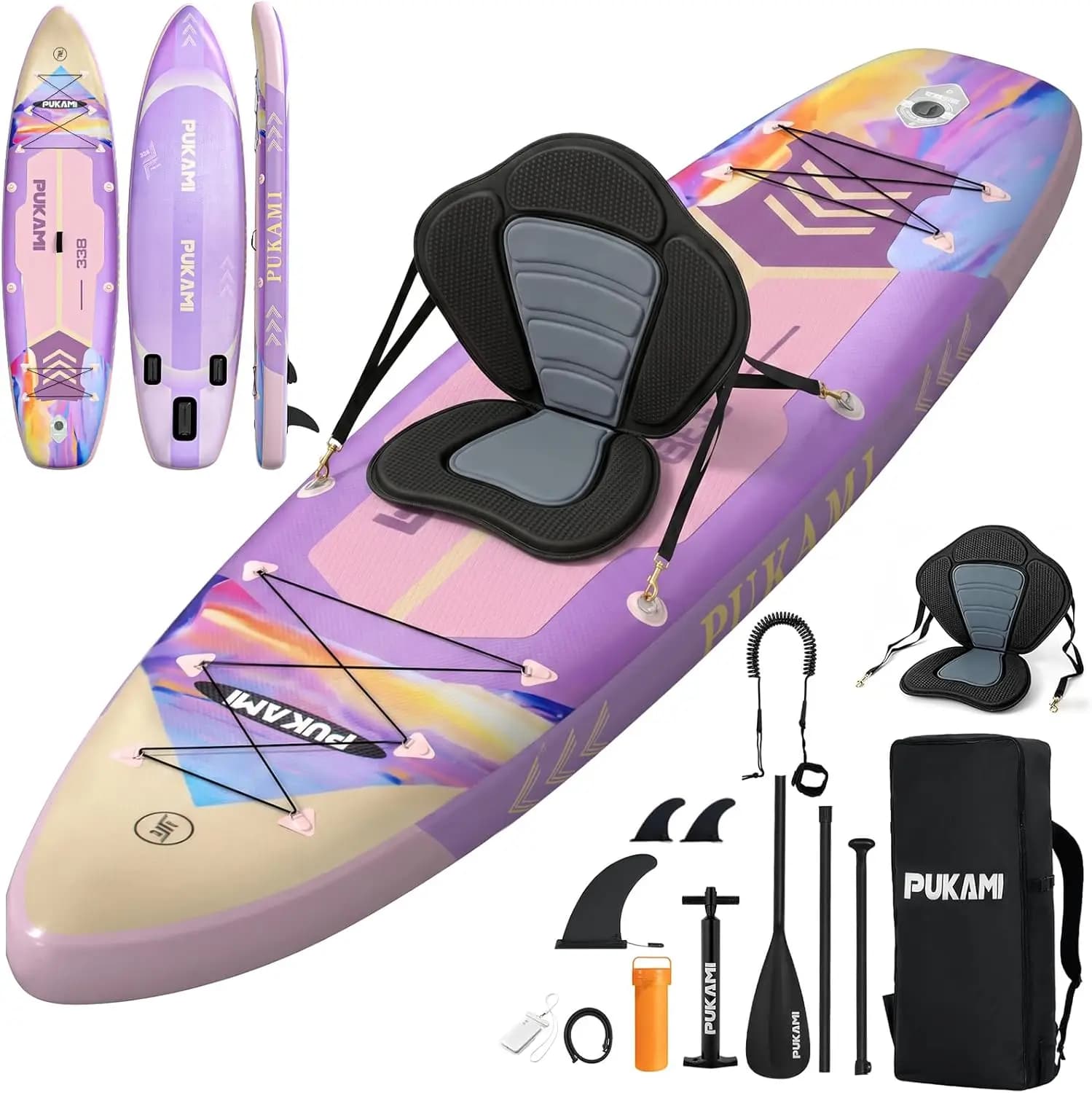 Extra Wide Inflatable Stand Up Paddle Board, 11'1" x 33", 450 lbs Capacity for Adults, Includes Premium Accessories Kit, Backpack, and Seat, Non-Slip Stable Deck, Blow Up Kayak Suitable for Yoga, Fishing, and Surfing