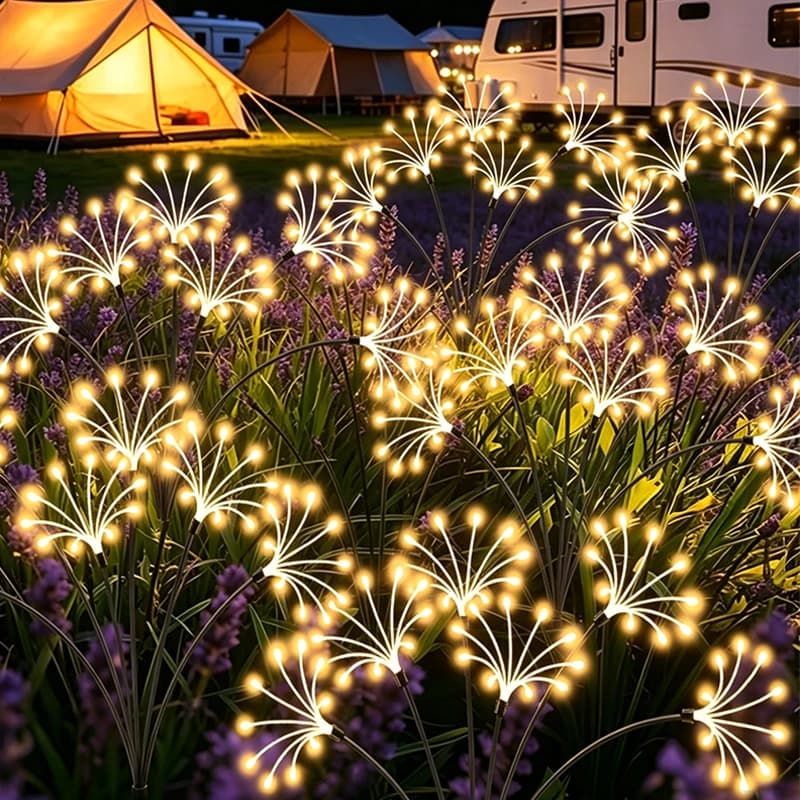 Solar Firework Fairy Garden Lights Outdoor Warm Lighting LED Waterproof Fairy Garden Decorfor Yard Patio Porch Pathway