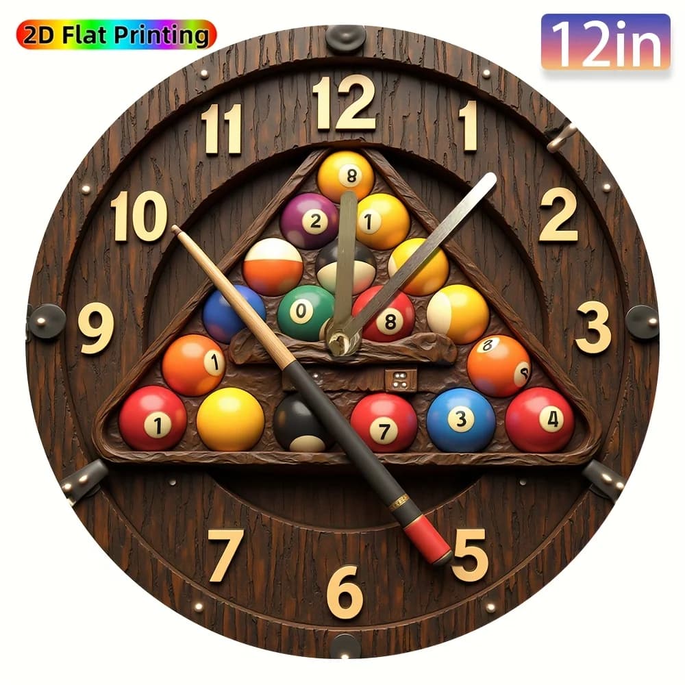 Orologio da parete in acrilico silenzioso con design a sfera da biliardo - Decorazioni per la casa moderne per soggiorno, camera da letto, cucina, ufficio - Regalo unico per V