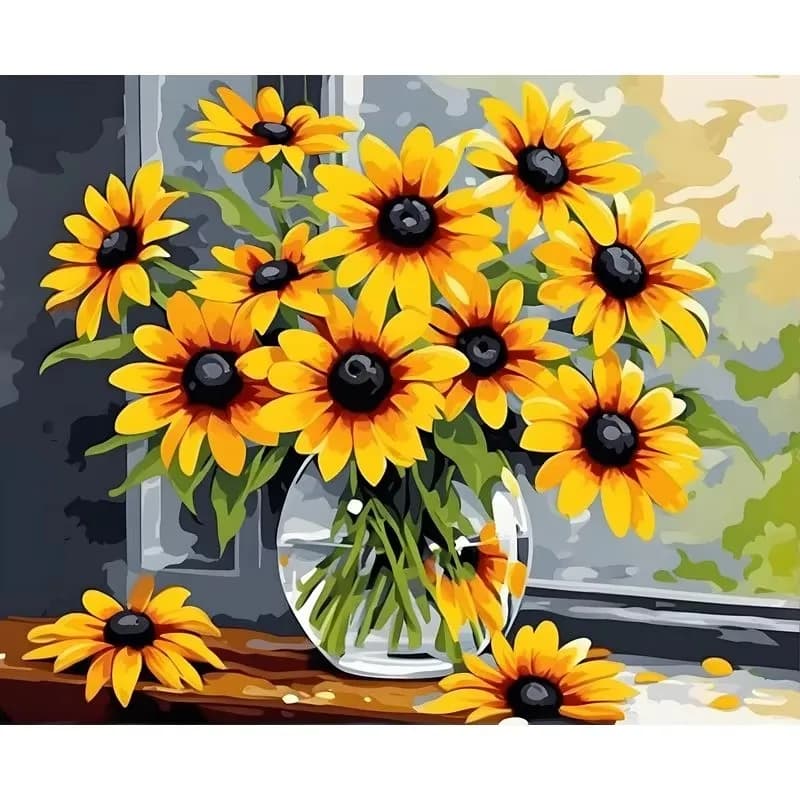 GATYZTORY Painting with Numbers Heart Adult Flowers Image with Numbers Acrylic Paint on Canvas DIY Frame Home Decoration