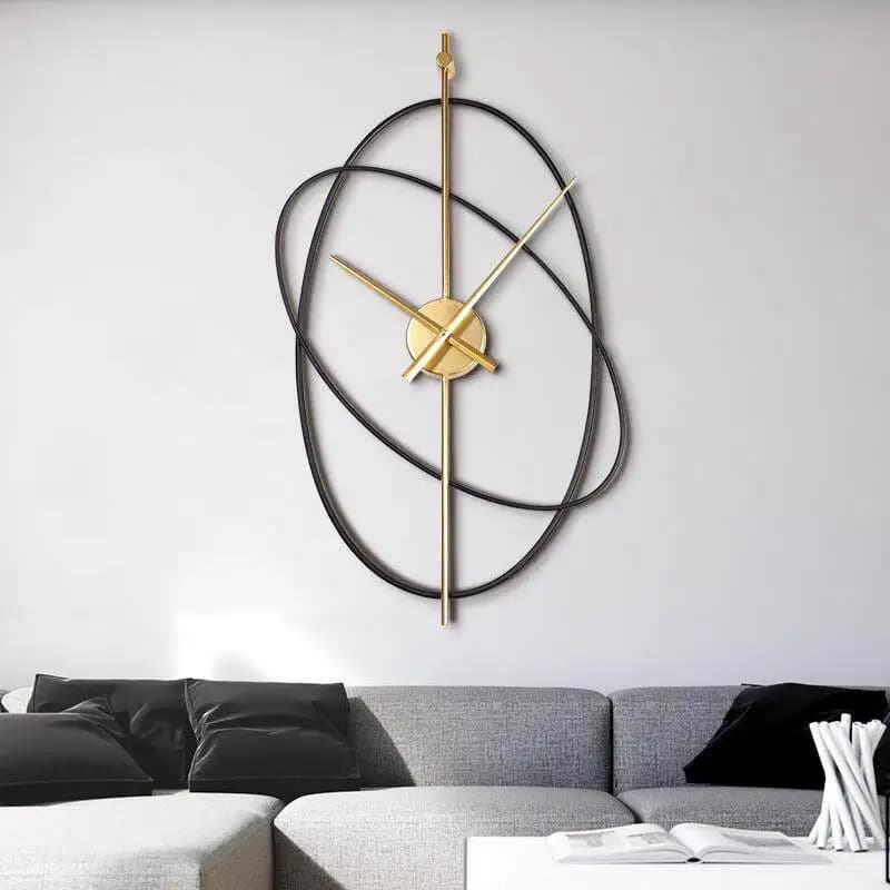 Simple Iron Wall Clock, Metal Oval Clock, Modern Home Decoration, Silent Wall Clock, Artistic Crafts, Living Room Decoration, Gift