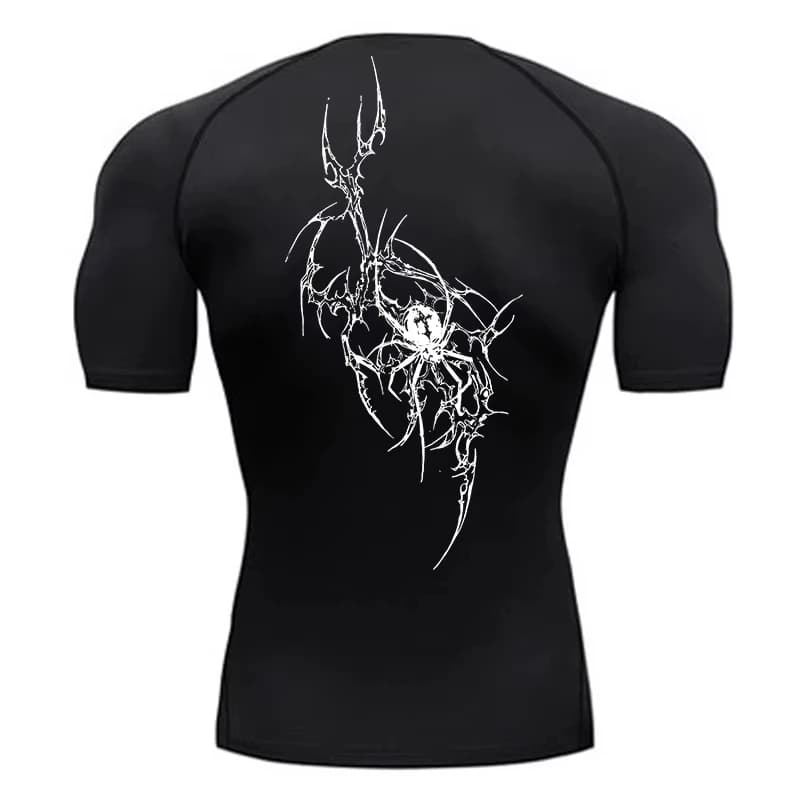Magliette a compressione a maniche corte con stampa ragno per uomo, estive, atletiche, ad asciugatura rapida, per palestra, allenamento, corsa.