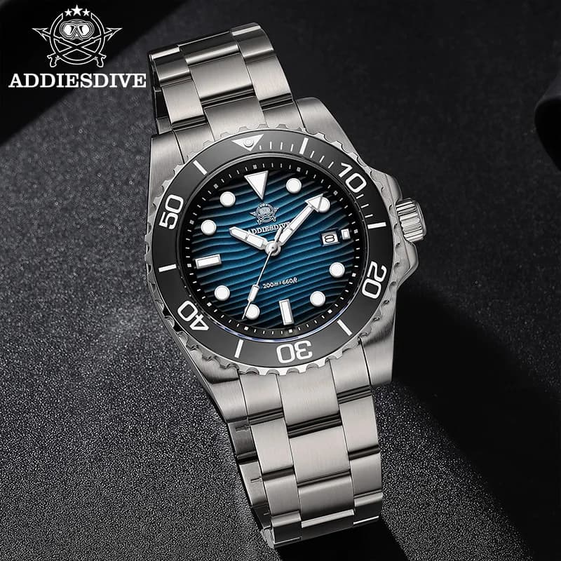 ADDIESDIVE New Men's Watches Desert Dial 41mm Luxury Quartz Wristwatch AR Coated Glass Luminous Waterproof 200m Diving Watches