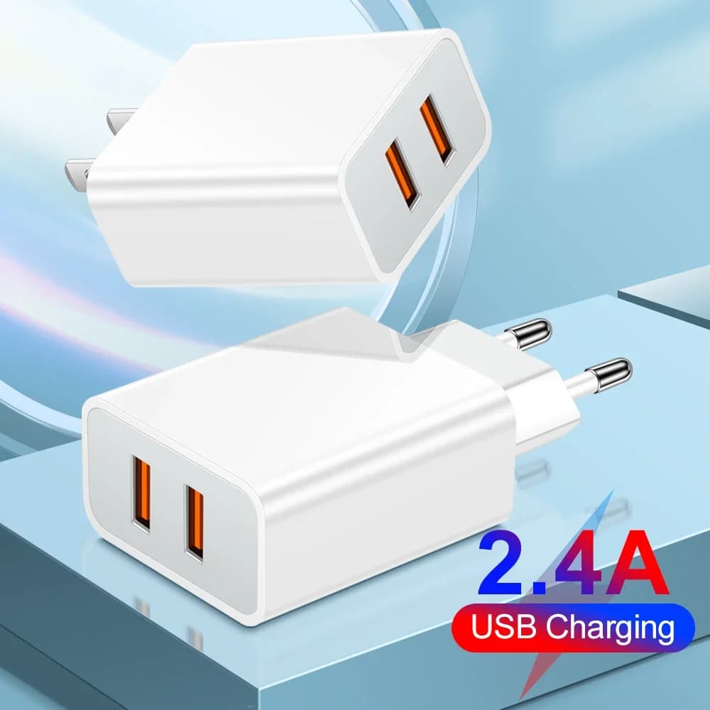2.4A 2 USB Fast Charger Mobile Phone EU/US/UK Plug Wall Adapter Charging Travel Chargers For iPhone Samsung Huawei Xiaomi