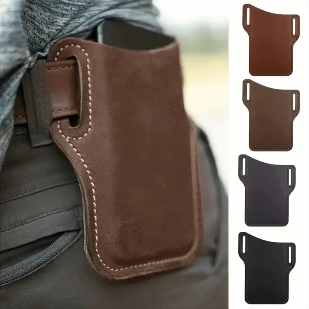 New Leather Mobile Phone Waist Bag Hanging Universal Sports Waist Bag Multi-Function Water-Resistant Phone Belt Bag Running