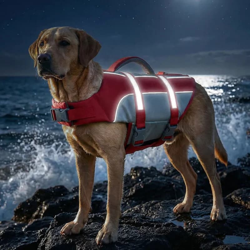 Dog Life Jacket for Medium Large Breeds High Buoyancy Flotation Suit for Collie Corgi Adjustable Pet Swim Vest for Pool Beach