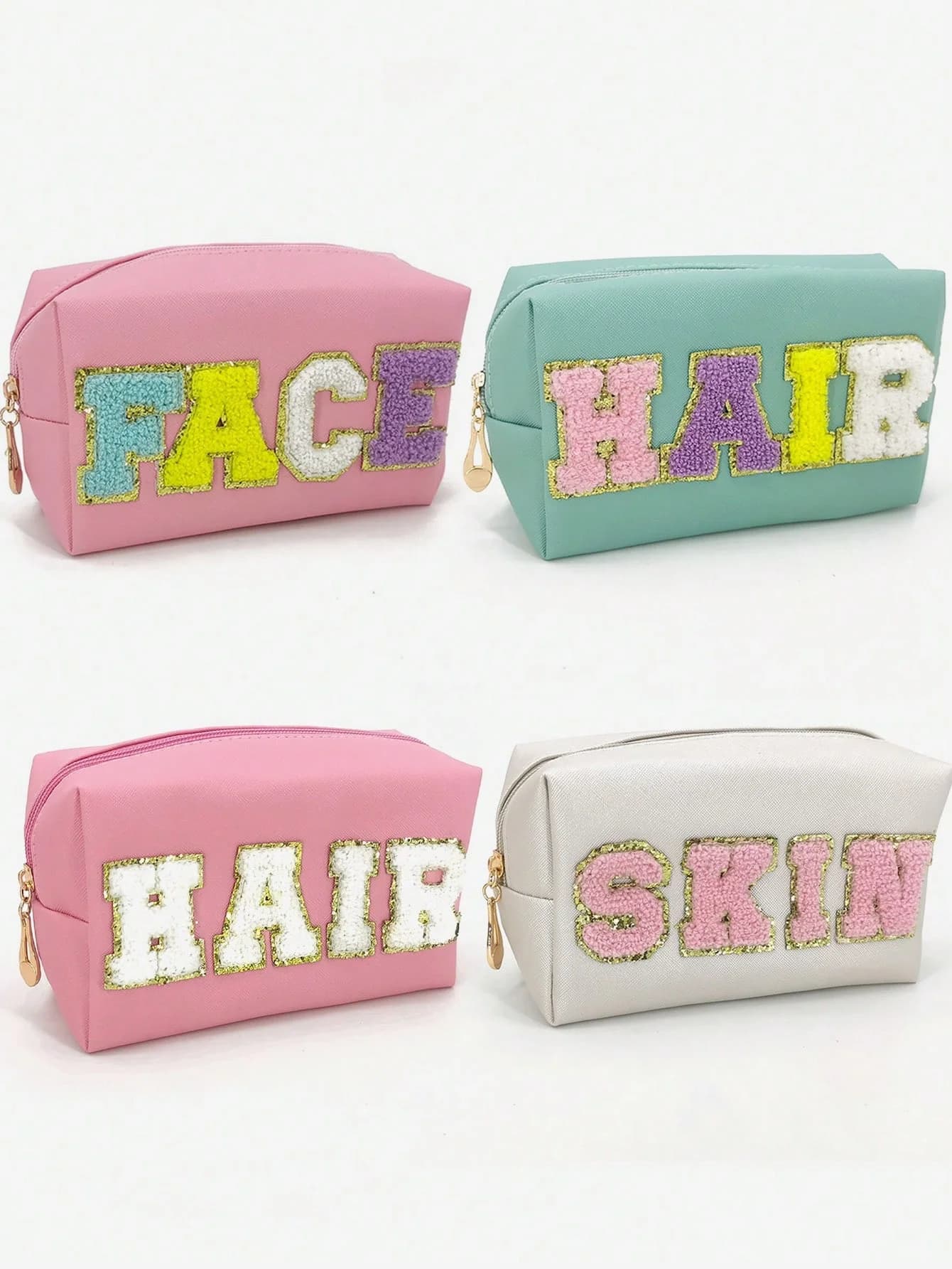 Borsa per trucco preppy Patch Borsa da toilette impermeabile in pelle PU Trucco Organizzatore di oggetti da viaggio Regali carini ed eleganti Viaggio portatile Org