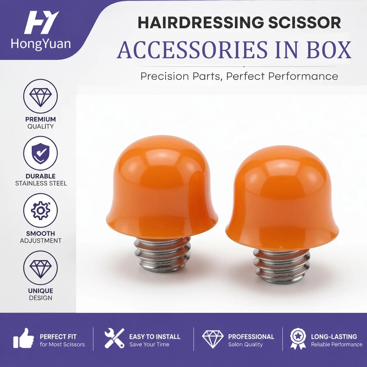 Haircutting Barber Scissors Accessories Box, Bumpers Plastic Washers Stainless Steel Finger Rest for Styling Scissors