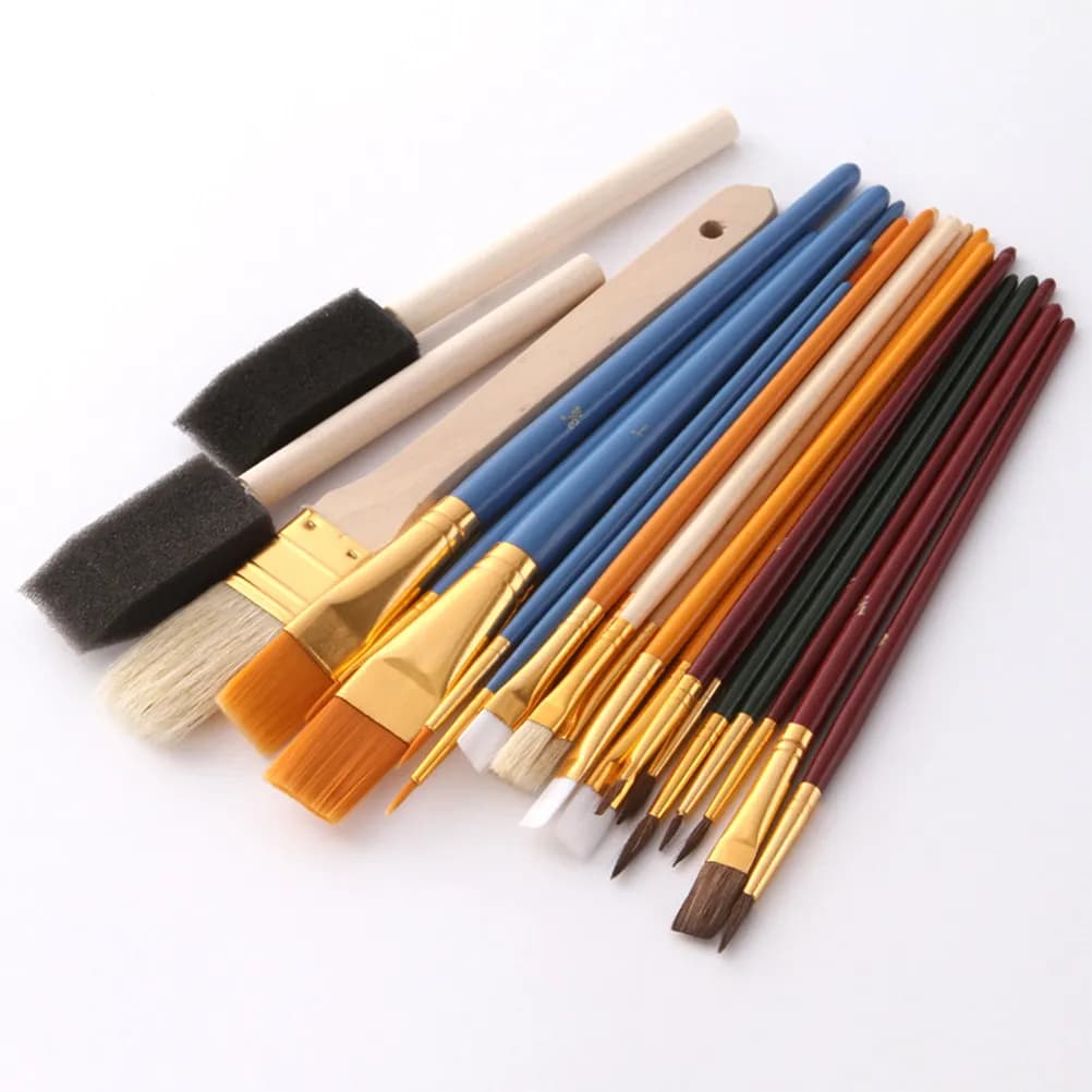 25Pcs Paint Brush Set Artist Professional Acrylic Oil Watercolor Kits Mixed Brushes Nylon Camel Hair Artist Paint