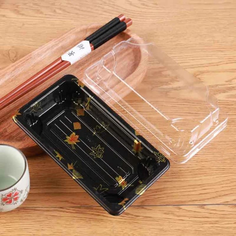 Scatola per sushi ispessita da 10 pezzi con coperchio, contenitore per alimenti usa e getta in PET, scatola da asporto per ristorante, feste, snack, preparazione dei pasti