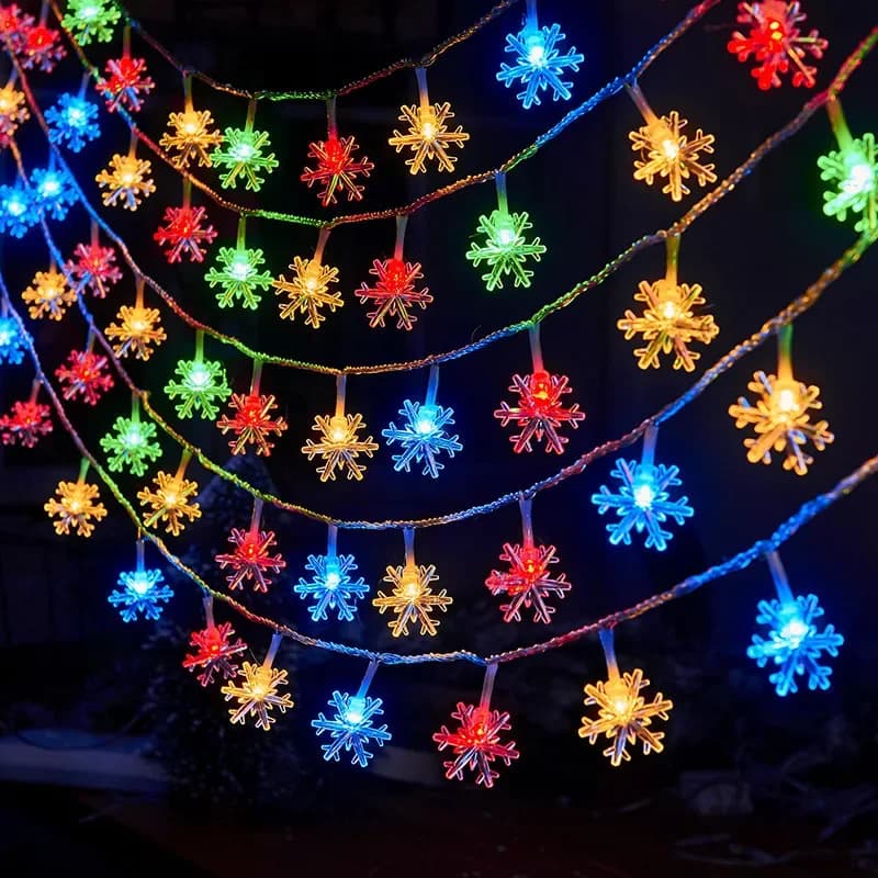 Luci a forma di fiocco di neve a LED a festone alimentate a batteria, giardino esterno, festa di nozze, ghirlanda, lampada, albero di Natale, decorazione della camera da letto