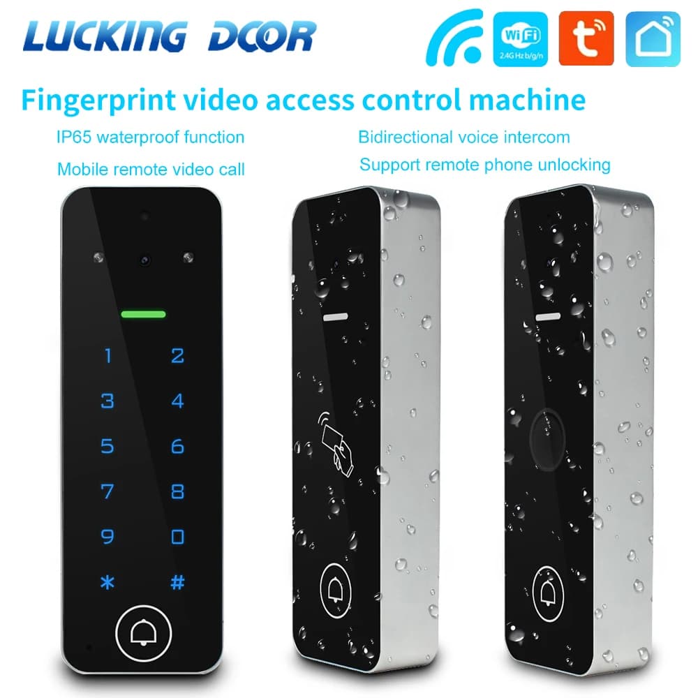 Tuya Smart Life WiFi videocitofono sistema di controllo accessi RFID tastiera per impronte digitali campanello visivo per Villa custodia in metallo per esterni
