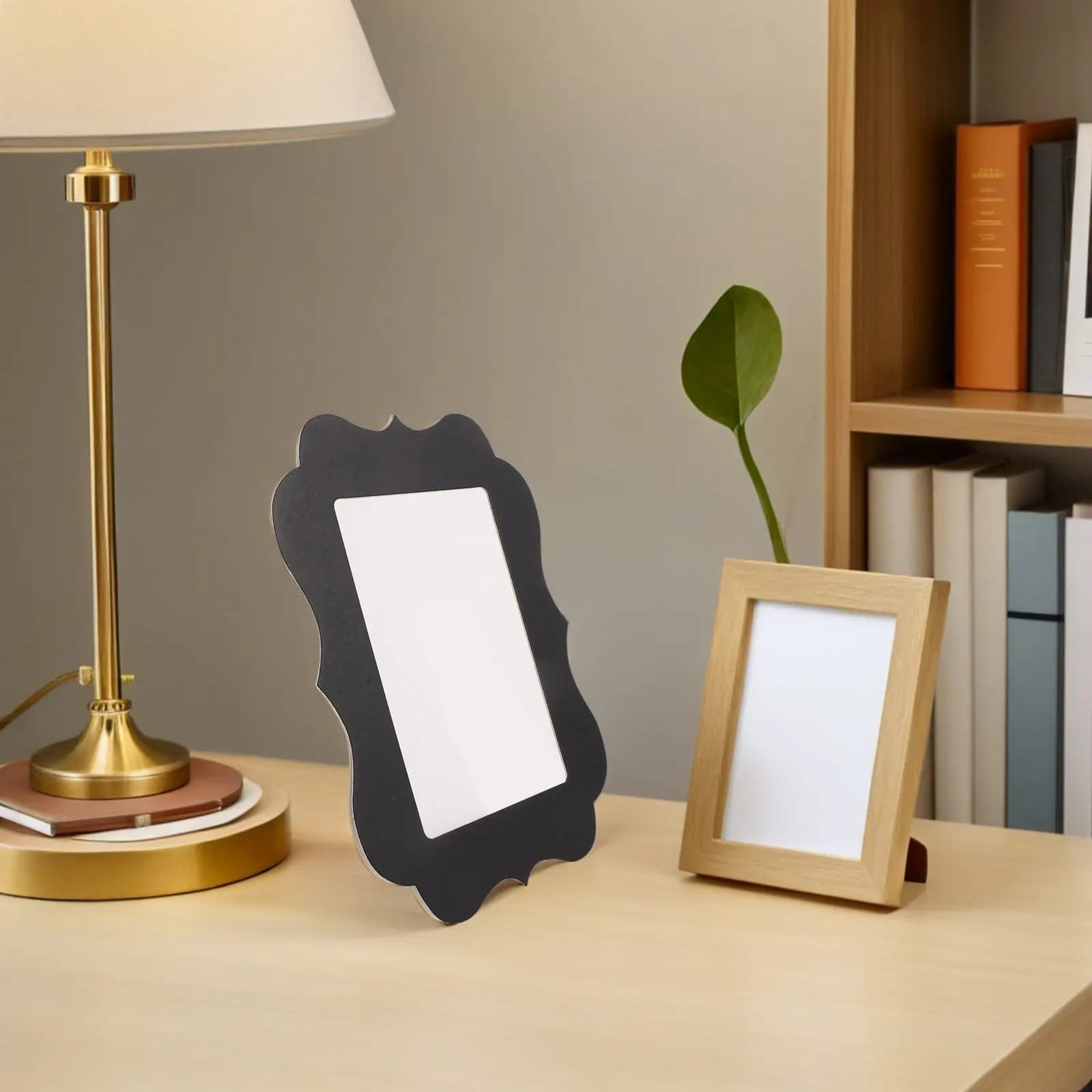 5Pcs Scalloped Edge Cardboard Photo Frames Standing Paper Picture Frames for 4x6 Photo Desk Display DIY Craft Teacher Classroom