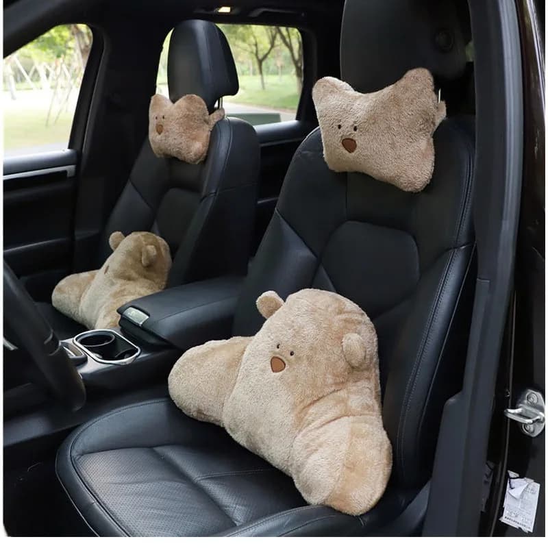 Peluche poggiatesta per auto supporto lombare cuscino lombare orso cartone animato schienale cuscino lombare auto comodo cuscino per il collo accessorio per auto