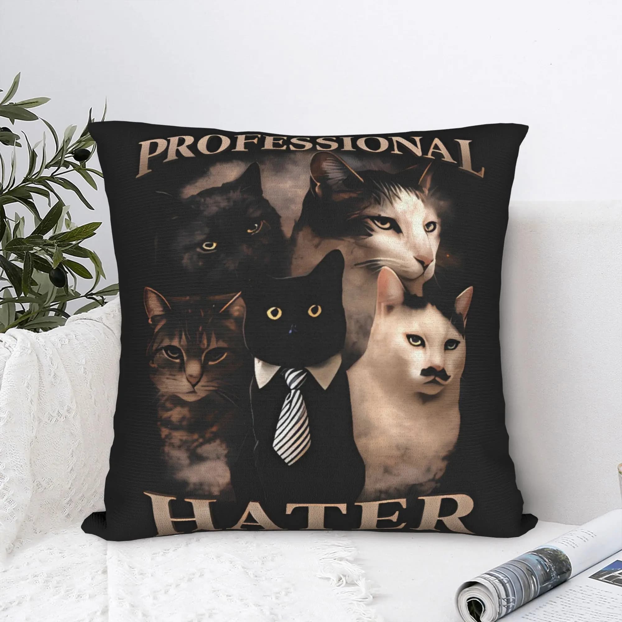 Pillow Case Funny Professional Cat Meme Graphic Pillow Cover For Sofa Couch Bed Living Room Fashion Pillowcases