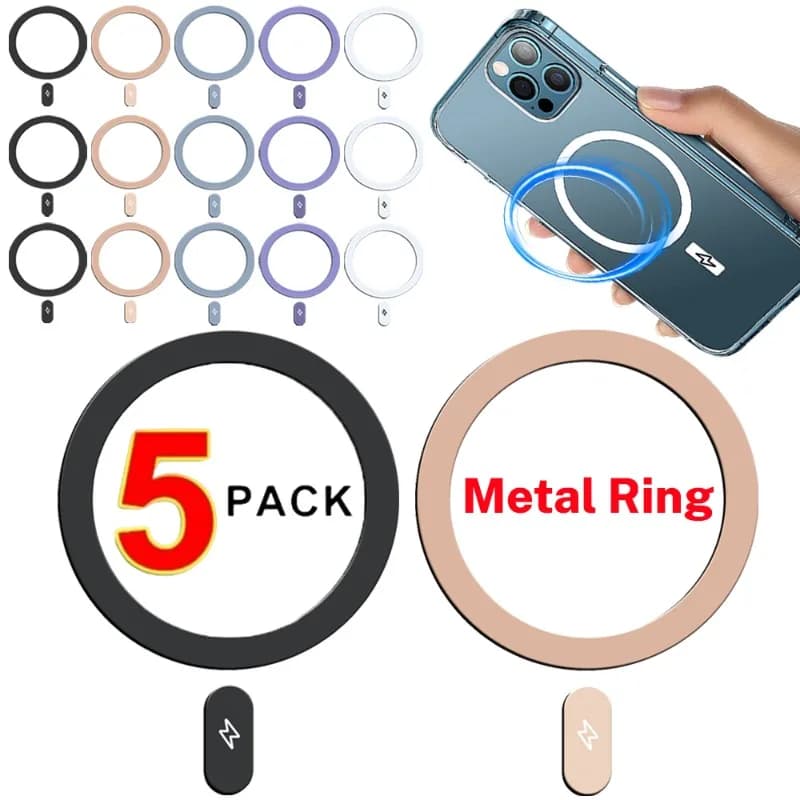 5-1PCS Anello magnetico con piastra metallica per caricabatterie wireless Magsafe Adesivo in lamiera di ferro Magnete Supporto per cellulare per iPhone 16 Pro Max