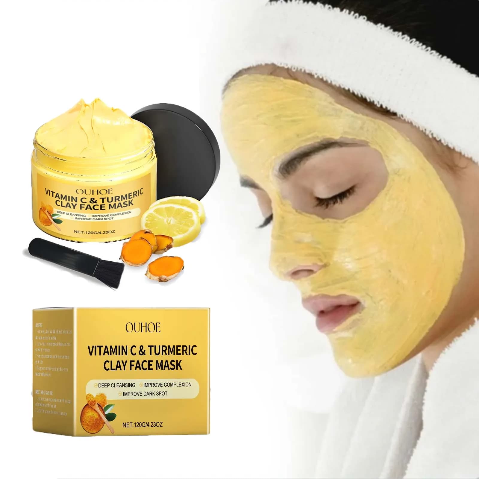 Fango Mask to Vitamin C and Curcuma, Exfoliating Mask for Face, Improve Deep Cleansing of Pores, Nutrition, Hydrating, for a Bright Skin
