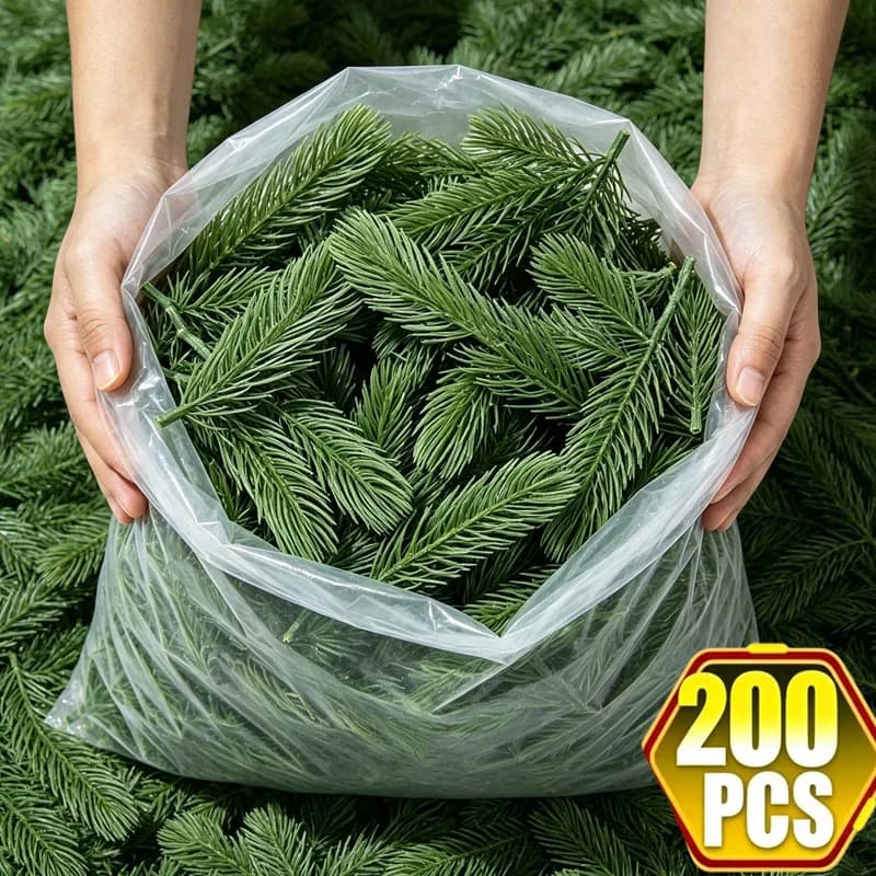 Artificial Pine Needle Plants Plastic Christmas Tree Flower Wreath DIY Green Pine Branches for Wedding Home Decoration