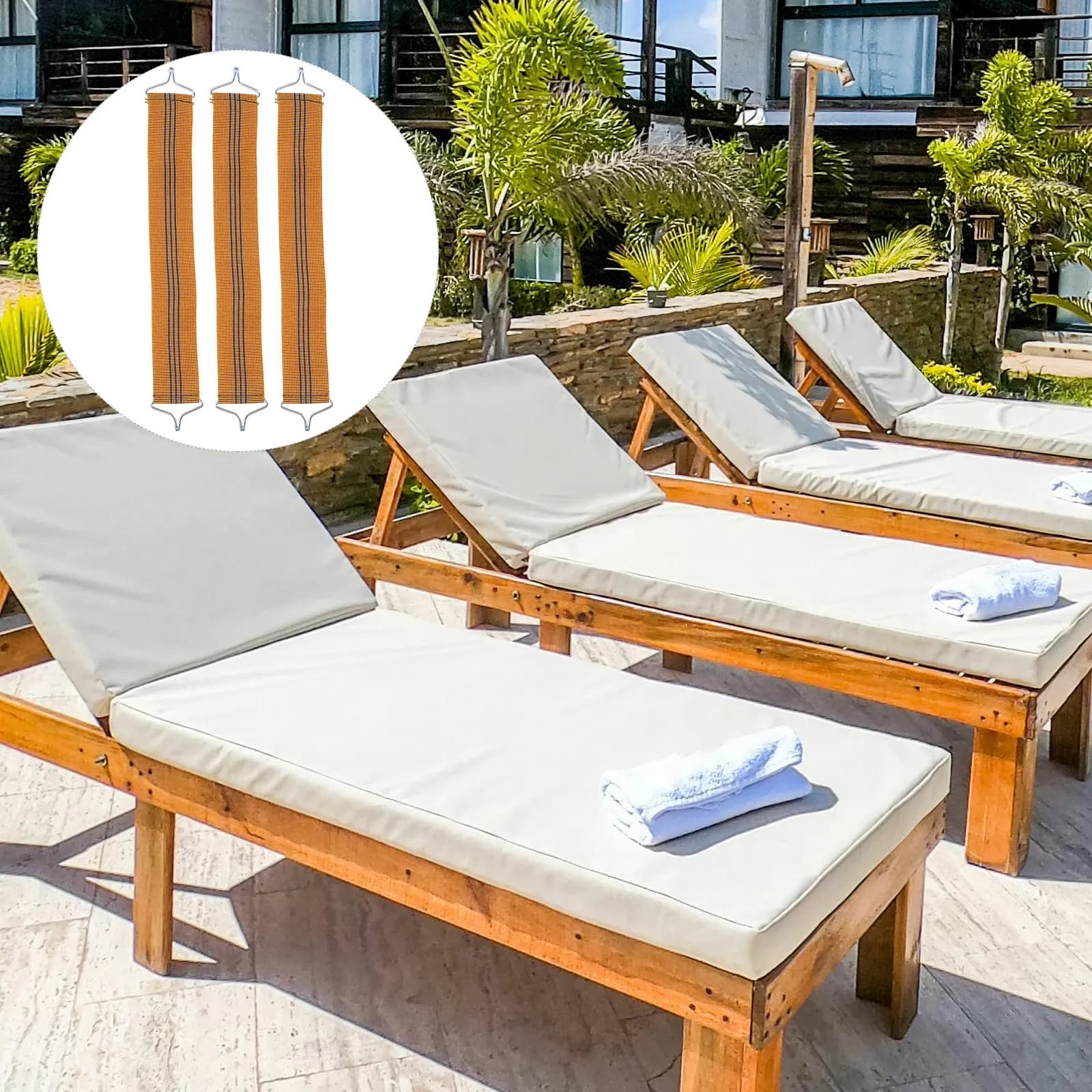 Set di 3 Cinghie di Rinforzo per Sedia Reclinabile, Nastro Elastico Resistente Anti-Crepa per Riparazione di Sedie Pieghevoli da Esterno e Patio