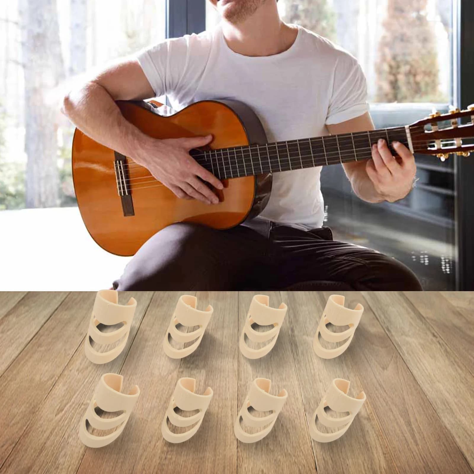 8 pezzi plettri per chitarra Alaska plettri per dita regolabili plettri Alaska medi e grandi plastica pollice dito chiodo punta delle dita a corda