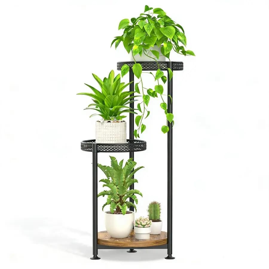 Scaffale Porta Piante Grande a Più Livelli per Interni ed Esterni, Scaffale di Metallo per Fiori e Vasi, Espositore Angolare Alto per Piante Multiple, Width 10 Inches