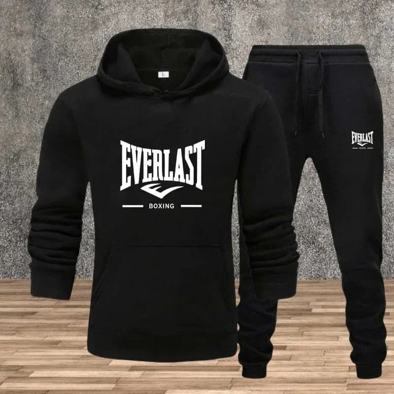 A new fashionable sports set for men for leisure, autumn and winter, consisting of two pieces: hooded sweatshirt and trousers.
