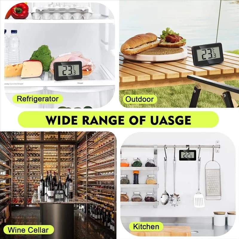 Termometro per frigorifero ABUH, confezione da 2, frigorifero e congelatore digitale, termometro da cucina per interni, impermeabile, ampio display LCD