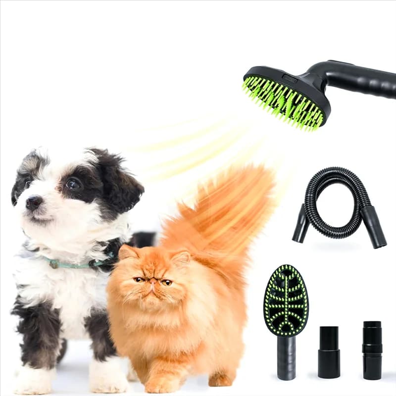 TCF-Kit per toelettatura animali domestici, attacco per aspirapolvere per spazzole per cani, spazzola con spazzola per spargimento con tubo di prolunga, per la maggior parte degli aspirapolvere rotondi