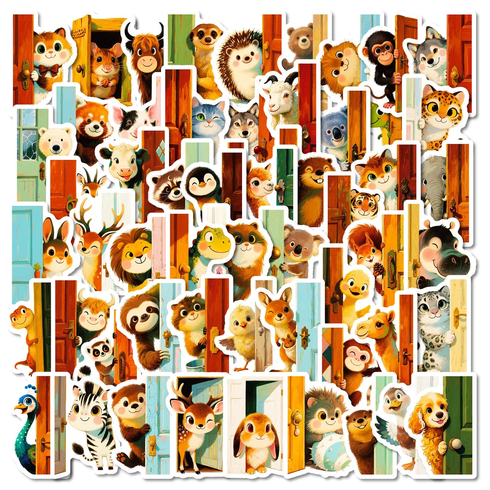 56 pezzi simpatici adesivi graffiti animali che sbircia decalcomanie divertenti del fumetto per scrapbook notebook telefono portatile adesivo adesivo impermeabile