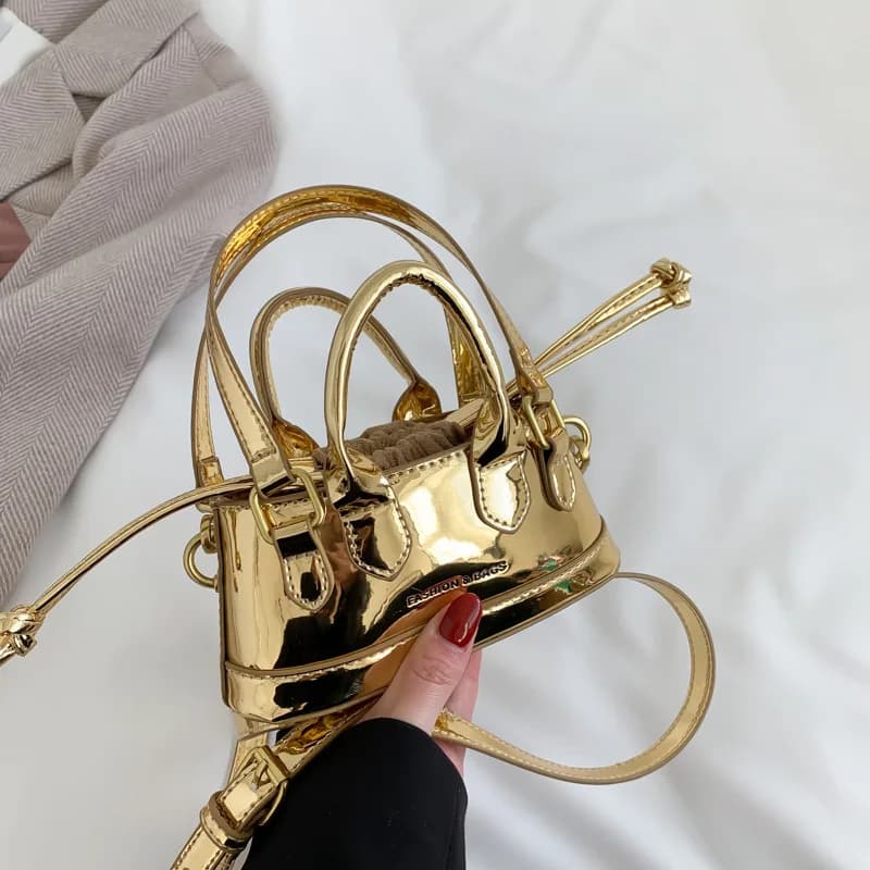 Mini Crossbody Bags for Woman New 2025 Fashion Lacquer Leather Shiny Face Shoulder Small Square Bag Ins Shell Women's Handbag
