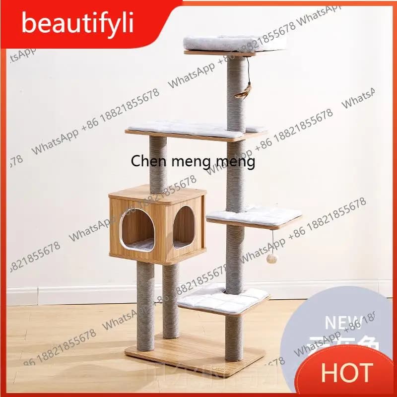 C6601 Struttura per arrampicata per gatti, albero per nido per gatti, colonna antigraffio verticale integrata in sisal, forniture per gatti