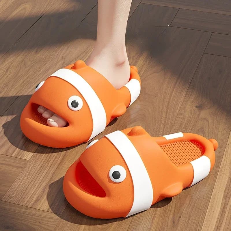 Ciabatte da donna a forma di pesce pagliaccio, morbide in EVA, con plateau, antiscivolo, per interni ed esterni, estive, da spiaggia, divertenti.