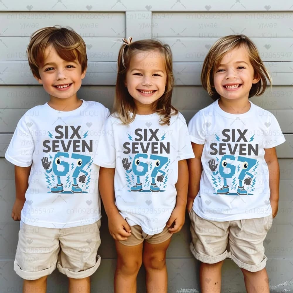 Camicia cosplay per bambini Six Seven 67, maglietta divertente dei cartoni animati con numeri, maglietta per bambini con personaggi carini, abbigliamento cosplay grafico per ragazze dei ragazzi