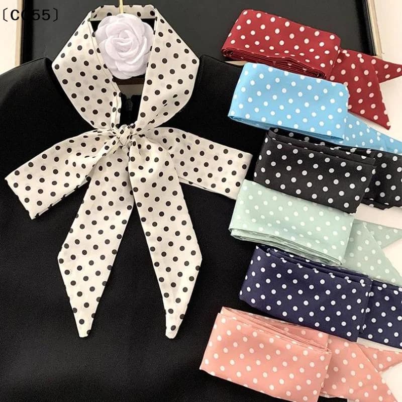 Sciarpa in Seta a Pois Versatile, Fascia per Capelli, Stile Coreano, Sciarpa di Lusso in Seta, Cintura, Accessori Decorativi da Appendere〔CC55〕