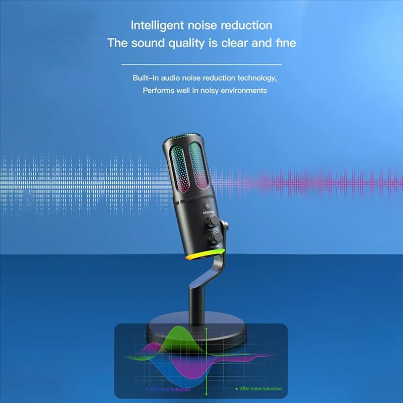 -A99Z Microfono da gioco professionale con supporto RGB USB Microfono a condensatore cablato per PC portatile Streaming Podcast Karaoke