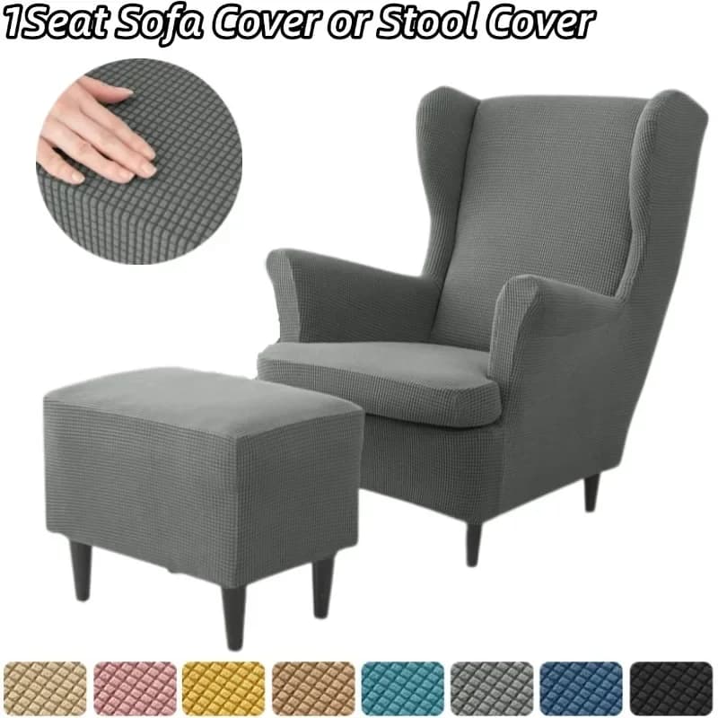 Polar fleece wing chair lining Dust chair lining Non-slip sofa lining with seat cushion lining Decor ottoman lining