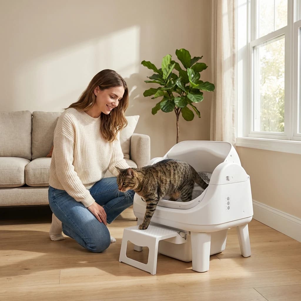 AutoScooper 12 Lite Lettiera Automatica Intelligente per Gatti in Plastica con Design Aperto