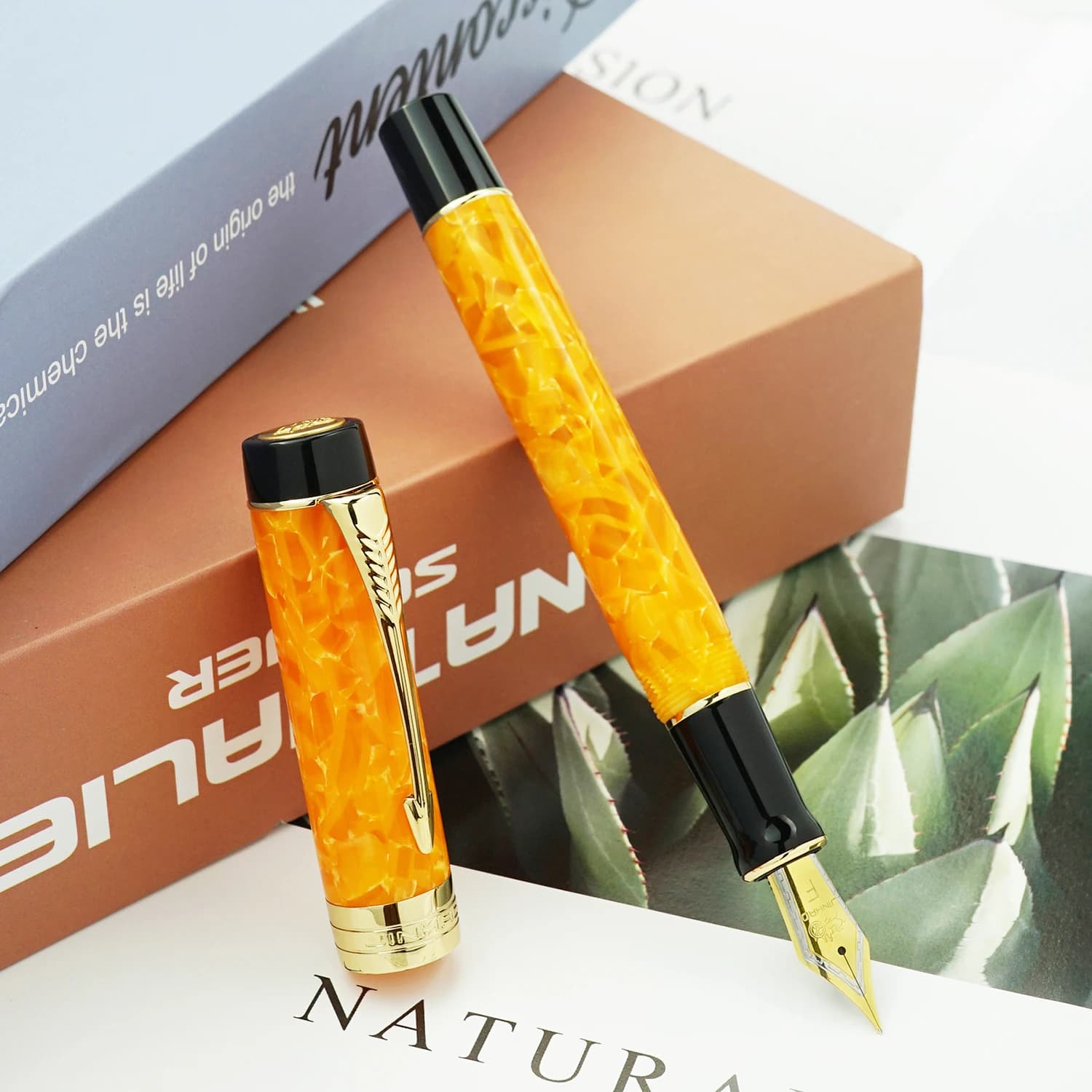 Jinhao 100 penna stilografica centaria in resina arancione Clip freccia EF/F/M/pennino piegato con convertitore scrittura penna inchiostro regalo ufficio affari
