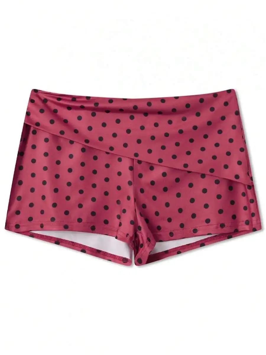 Womens Low Rise Polka Dot Lounge Shorts Elastic Waist Fold Over Design Summer Comfortable Pajama Shorts