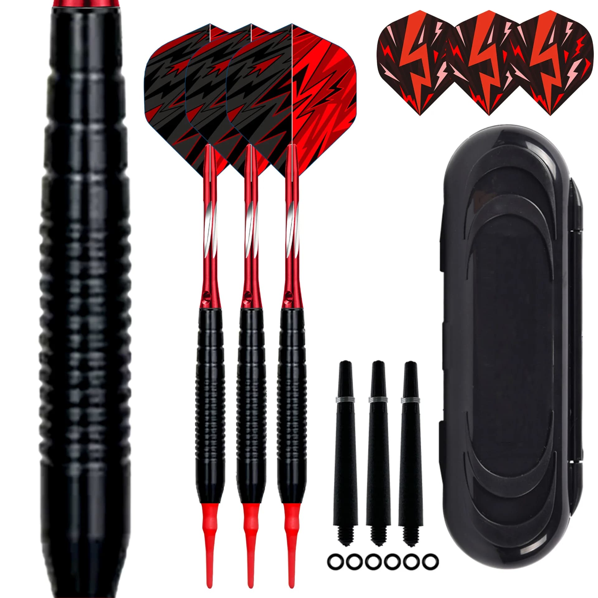 Freccette con Punta Morbida 17g, Set Professionale per Freccette da Interno con Aste in Alluminio, Alette Extra e Custodia per Giochi con Bersaglio Elettronico