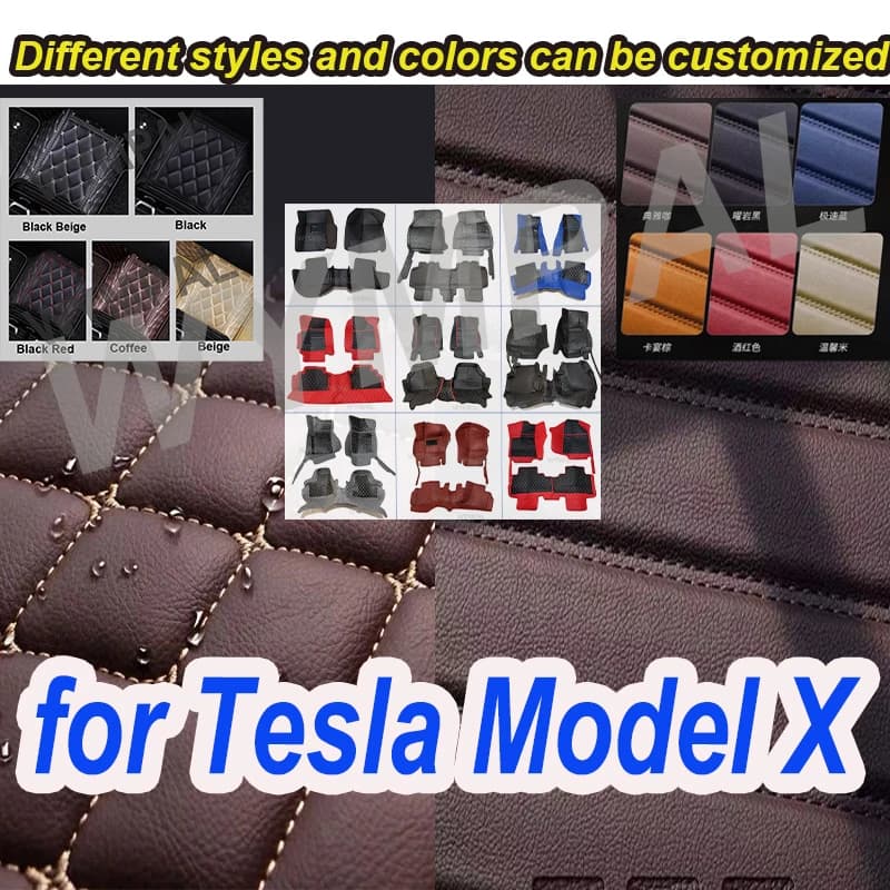LUXURI Tappetini per auto per Tesla Model X 2016~2022 Set tappetini anti-sporco a 6 posti