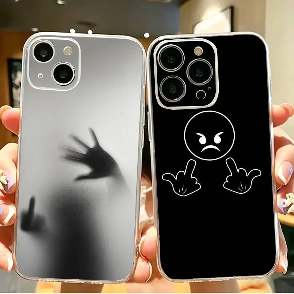 the middle finger Phone Case For iPhone 17 16 15 14 13 12 11 Mini Pro Max Plus Transparent Cover