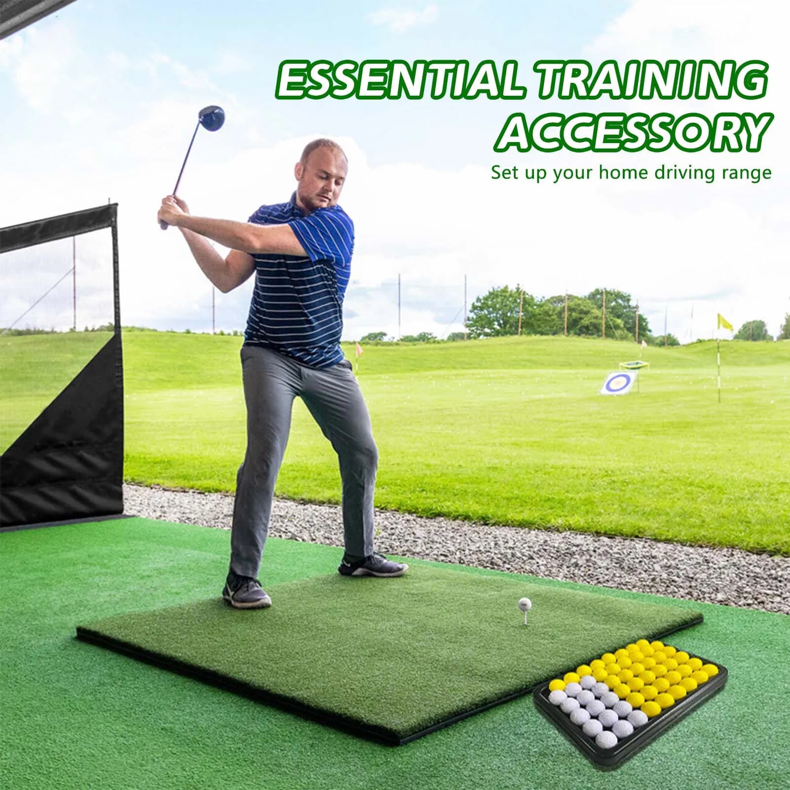 Vassoio per palline da golf in ABS, resistente, di grande capacità, per accessori per la pratica del golf, per campo di guida