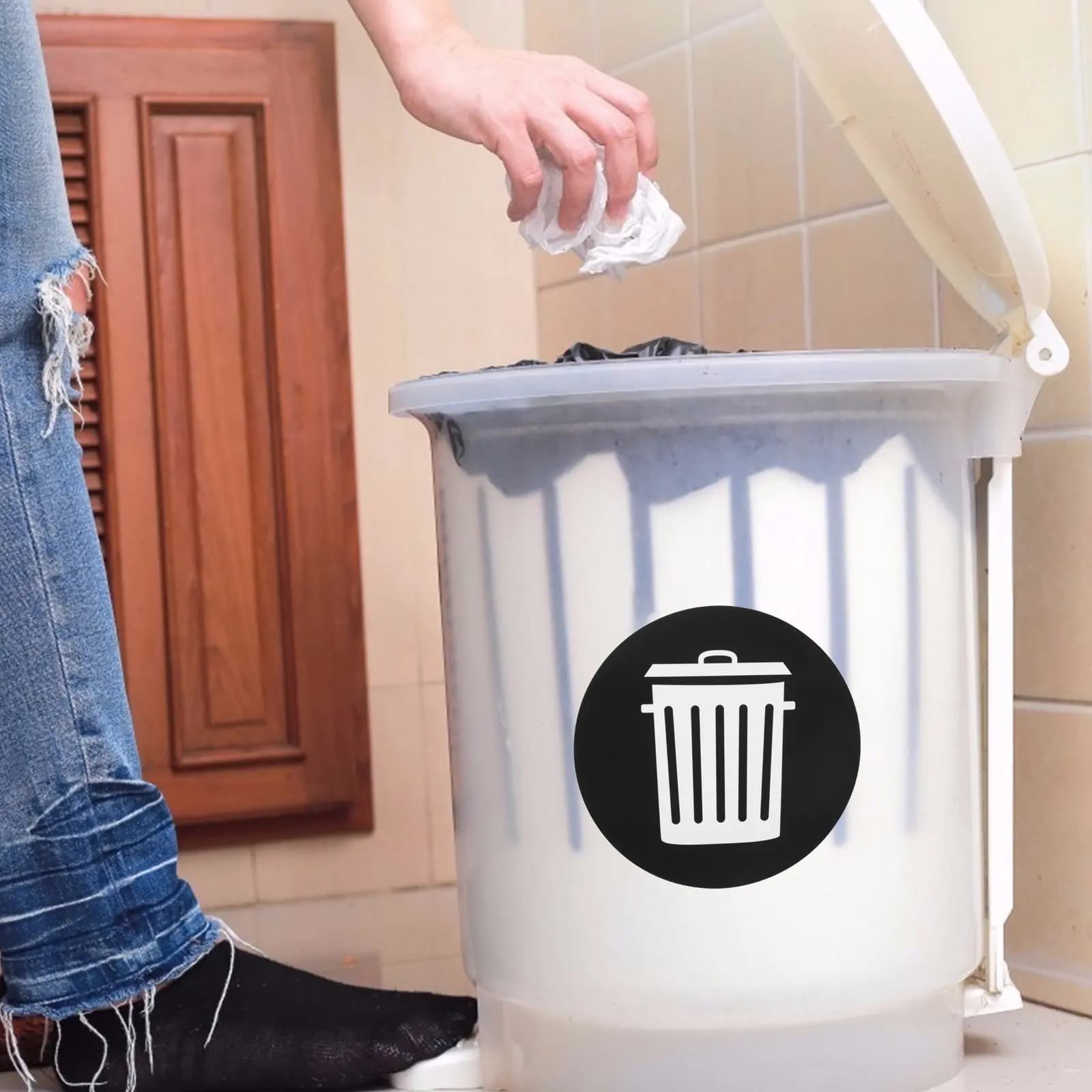 12Pcs PVC Trash Sorting Stickers Waterproof Removable Adhesive Garbage Classification Decals for Waste Bin Recycling Label Use
