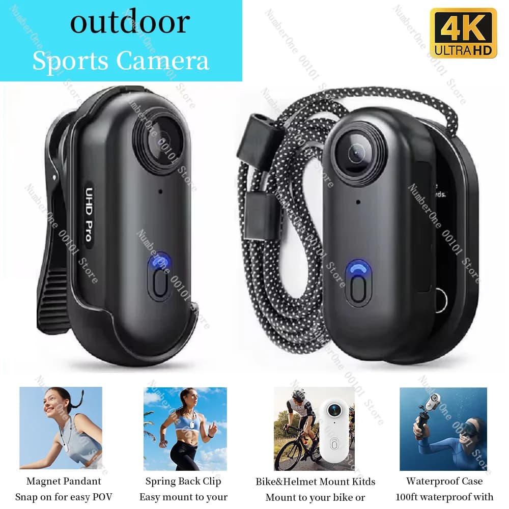 4K Magnetic Sports Camera, 3 in 1 for Body, Helmet and Bicycle, WiFi Action Camera Waterproof for Vlogging, Cycling and Open Adventures