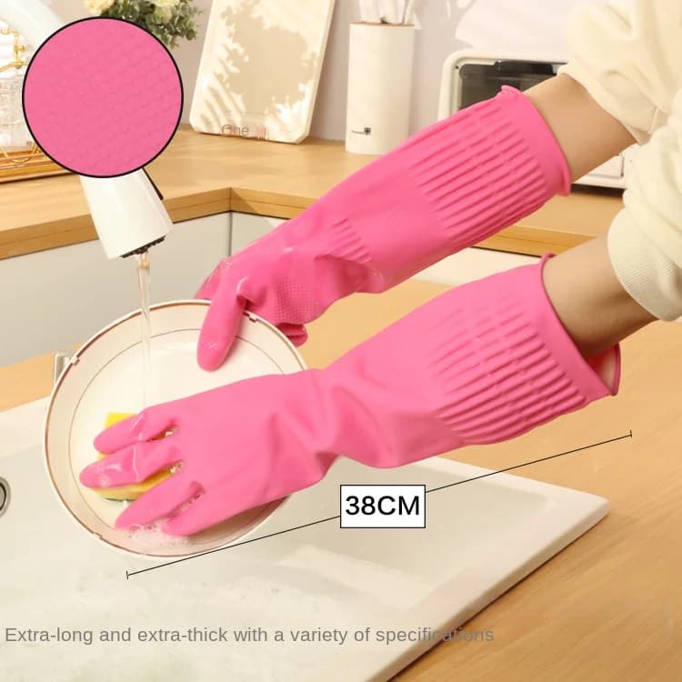 Long Housework Gloves Extra Thick Latex Glove Bathroom Laundry Water Wear Unisex
