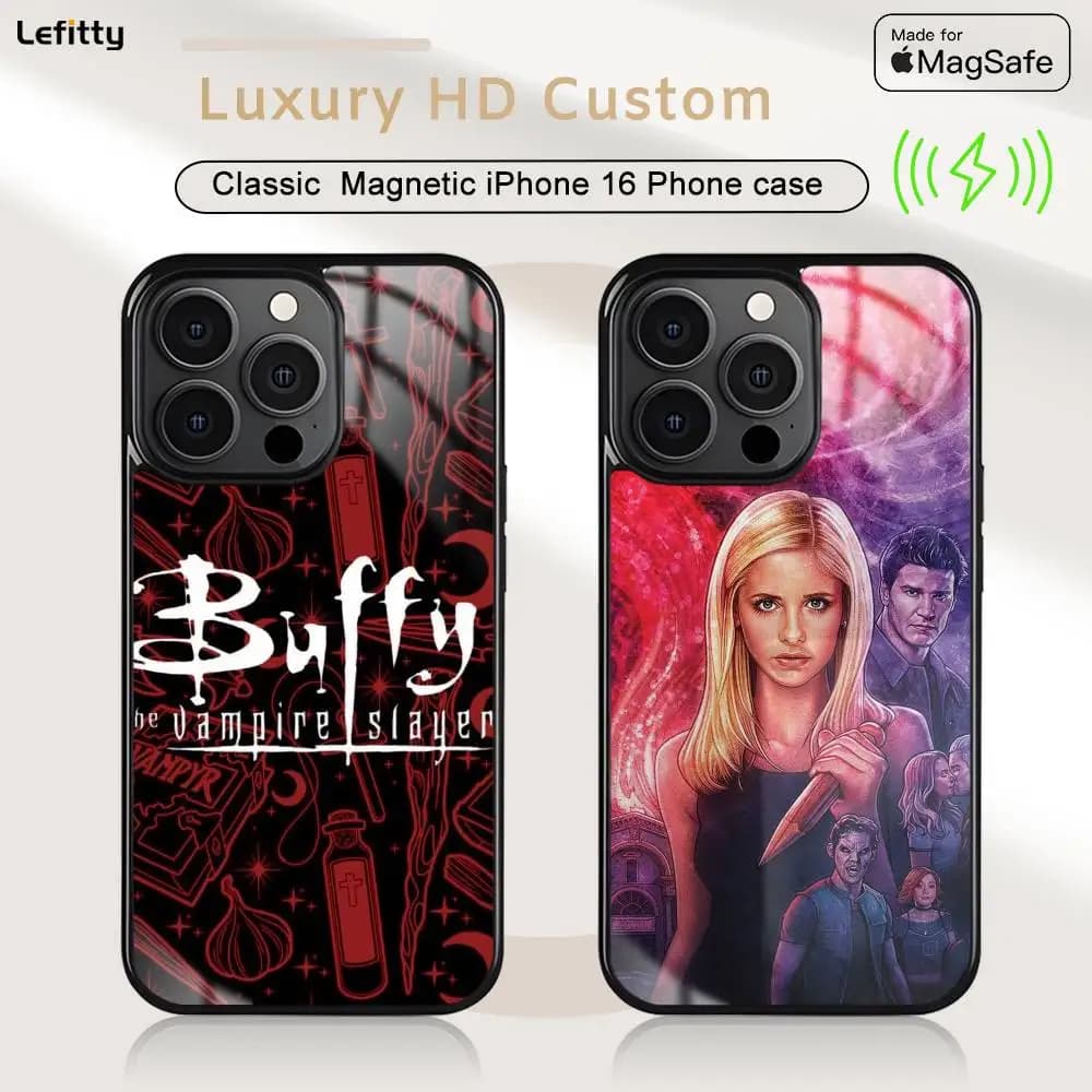 B-Buffy the Vampire Slayer Magnetic MagSafe Phone Case for iPhone 16 15 14 13 12 11 Pro Plus Max Mini Wireless Charger Funda