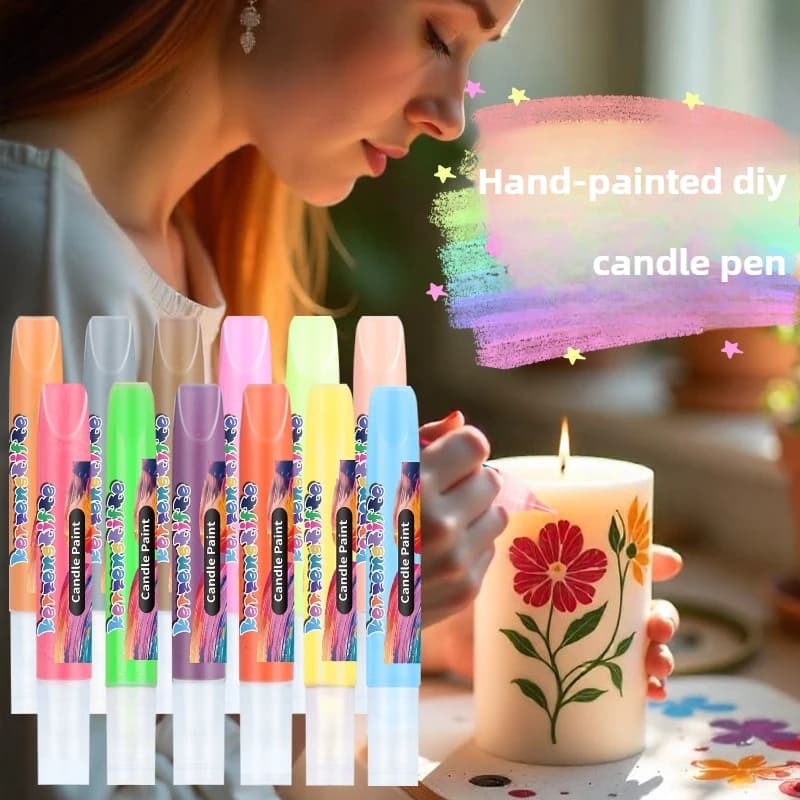 24Color 30ml Single 3D Candle Pen Children's Handmade DIY Candle Painting Clothing Textile Glass Graffiti Acrylic Paint Hook Pen