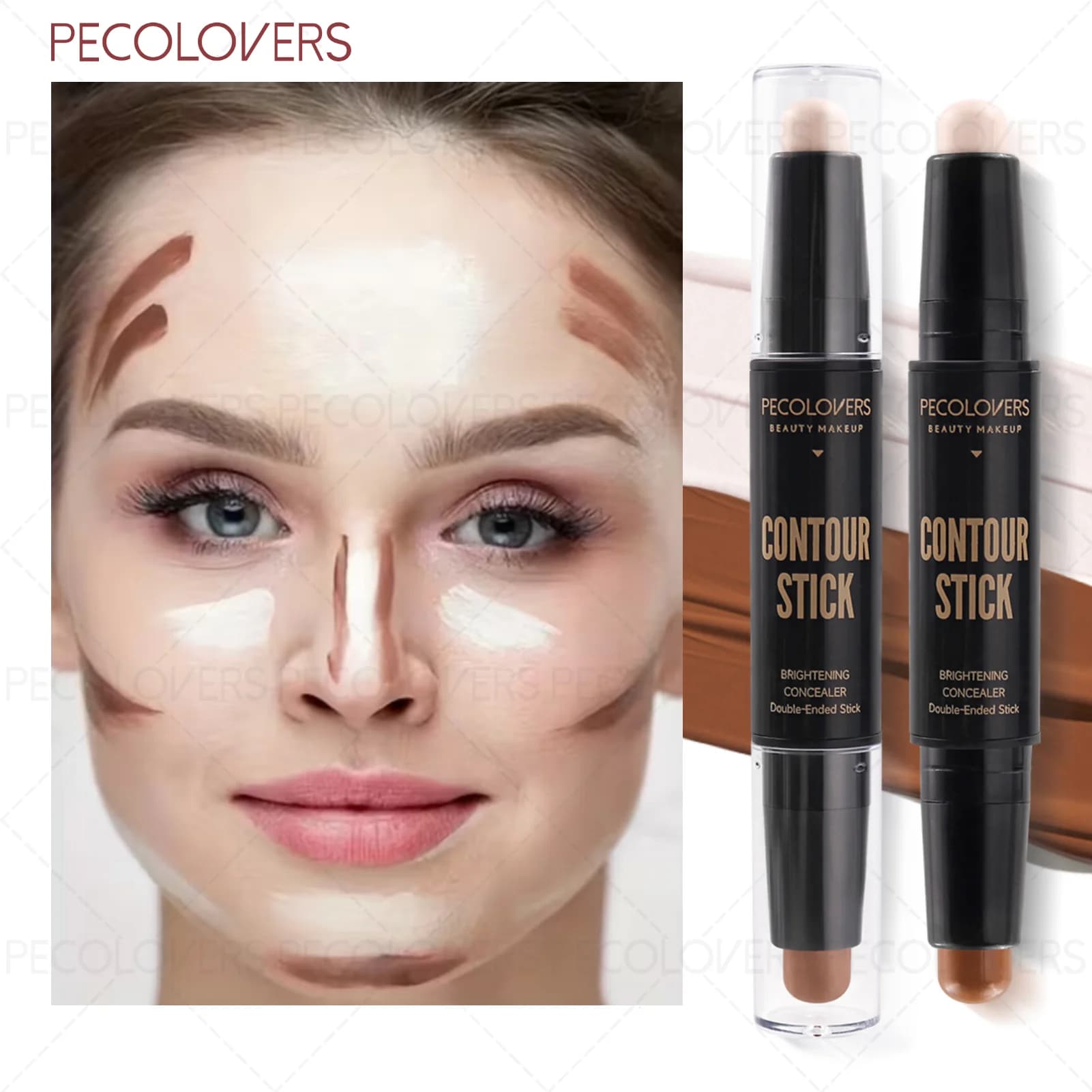 1 stick per contornare il viso leggero, effetto naturale, impermeabile, scorrevole, multiuso per correttore, ombretto e illuminante