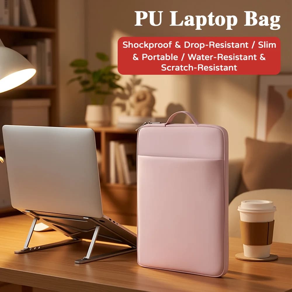 Waterproof PU Laptop Sleeve 11.6‑15.6 Inch Shockproof Notebook Carrying Bag with Multi‑Pocket Hand‑held Protective Case New 2026